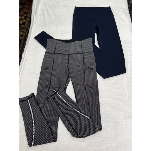 LULULEMON BUNDLE - Wunder Under Navy, Cadence Crusher Tight Tiny Geo Blk/Wht, 4 - Picture 2 of 16
